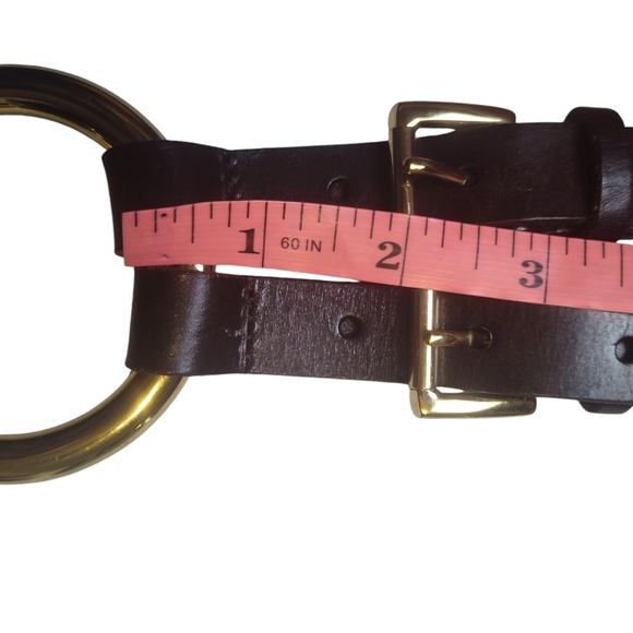 Micheal Kors Brown Leather Double Buckle Belt Gold Tone Hardware OS - Picture 8 of 9